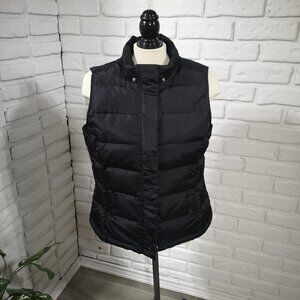 Talbots Ladies Size Medium Snap & Zipper Closure Black Puffy Vest
